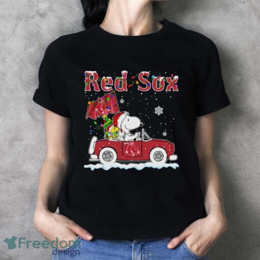 Boston Red Sox Snoopy And Woodstock Driving Car Cute Snoopy Limited Edition Shirt - Ladies T-Shirt