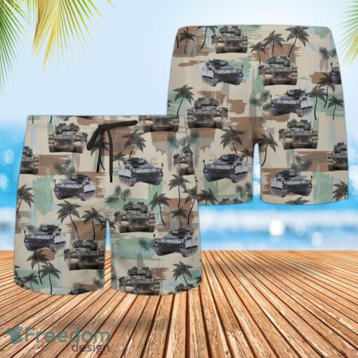 British Army Warrior Tracked Armoured Vehicle Hawaiian Shirt And Shorts Beach Gift Product Photo 2