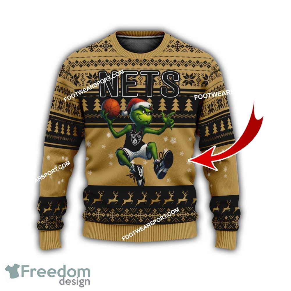Brooklyn Nets Player Grinch Ugly Christmas Sweater Gift Holidays image Brooklyn Nets Player Grinch Ugly Christmas Sweater Gift Holidays - Brooklyn NetsMulti Grinch Ugly Christmas Sweater Gift Adult Photo 1
