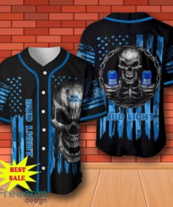 Bud Light Beer Skull USA Flag Baseball Jersey for All Genders