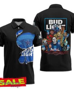 Bud Light Horror Halloween Characters Polo Shirt Holiday For Men Women Gift Holidays