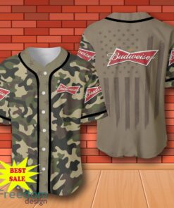 Budweiser Beer Camouflage Green United States Flag Baseball Jersey for All Genders
