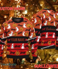 Budweiser Beer Custom Name Logo Pattern Ugly Christmas 3D Sweater Gift For Men And Women