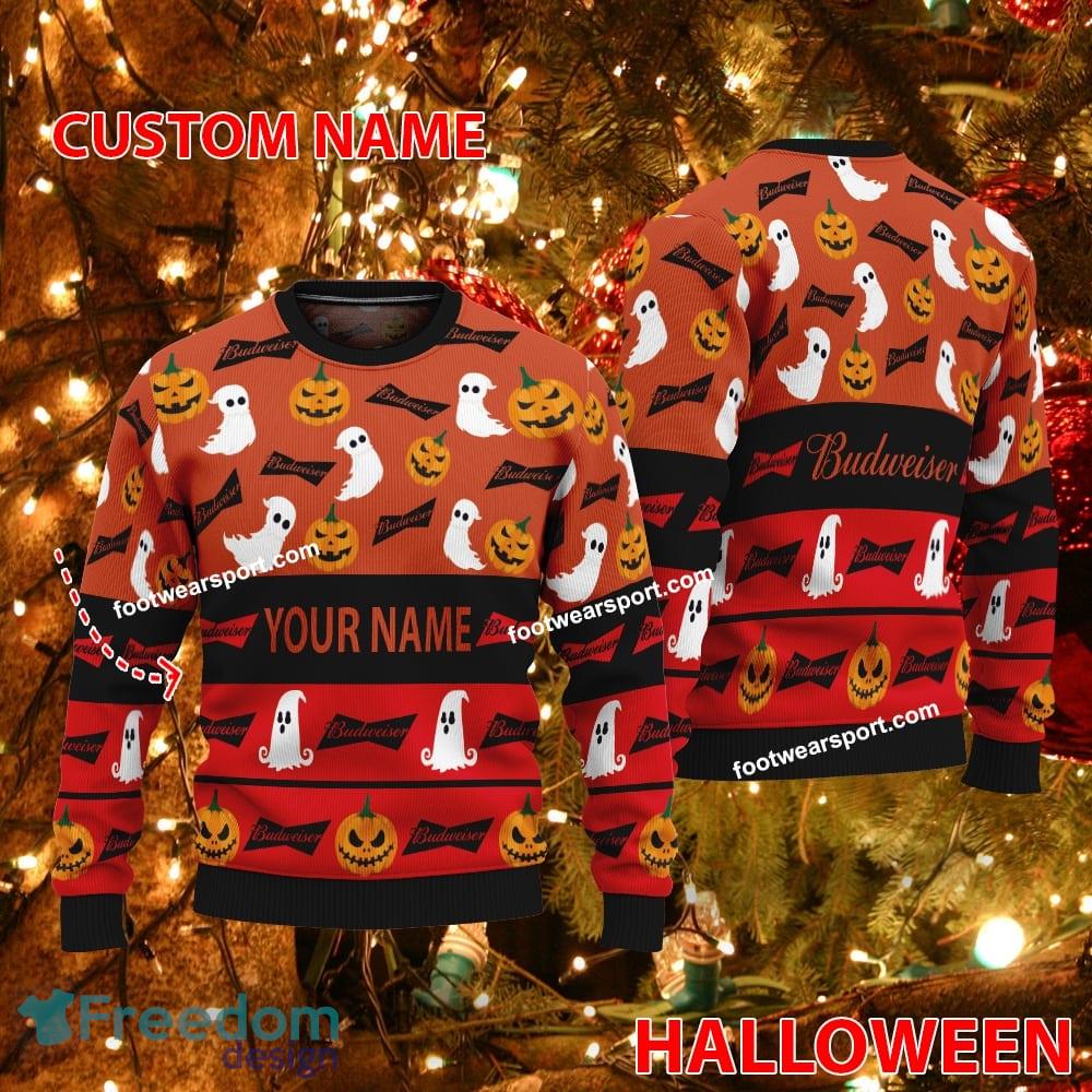 Budweiser Beer Custom Name Logo Pattern Ugly Christmas 3D Sweater Gift For Men And Women image Budweiser Beer Custom Name Logo Pattern Ugly Christmas 3D Sweater Gift For Men And Women - Budweiser Beer Custom Name Logo Pattern Ugly Christmas 3D Sweater Gift For Men And Women