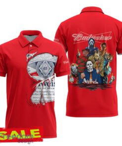 Budweiser Beer Horror Halloween Characters Polo Shirt Apparel For Men Women Gift Holidays