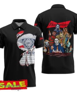 Budweiser Beer Horror Halloween Characters Polo Shirt Winter For Men Women Gift Holidays