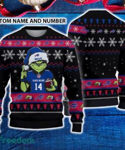 Buffalo Bills 3D Ugly Christmas Sweater Grinch Funny Custom Number And Name