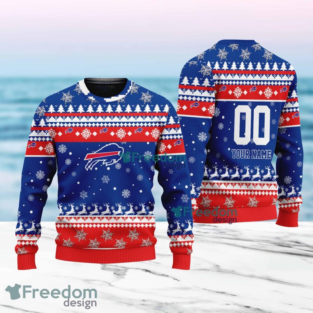 Buffalo Bills Merry Christmas Ugly Sweater New Designs Gift For Fans Custom Name And Number image Buffalo Bills Merry Christmas Ugly Sweater New Designs Gift For Fans Custom Name And Number Product Photo 1
