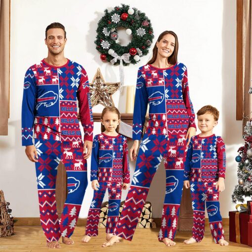 Buffalo Bills Pajamas Set Christmas snowflake pattern Cute Pajamas For Family Christmas Gift Ideas Custom Name Product Photo 1