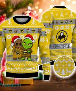 Buffalo Wild Wings Grinch And Groot Friends Ugly Christmas Sweater For Men Women Fans Gift Christmas