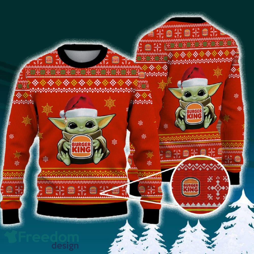 Burger King Baby Yoda Santa Hat Funny Brands Logo 3D Sweater For Men Women Fans Gift Christmas image Burger King Baby Yoda Santa Hat Funny Brands Logo 3D Sweater For Men Women Fans Gift Christmas - Burger King Baby Yoda Santa Hat Funny Brands Logo 3D Sweater For Men Women Fans Gift Christmas