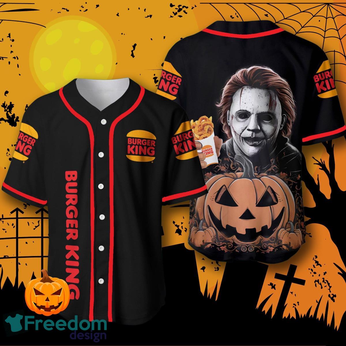 Burger King Michael Myers Halloween Costume Baseball Jersey For Men And Women image Burger King Michael Myers Halloween Costume Baseball Jersey For Men And Women Product Photo 1
