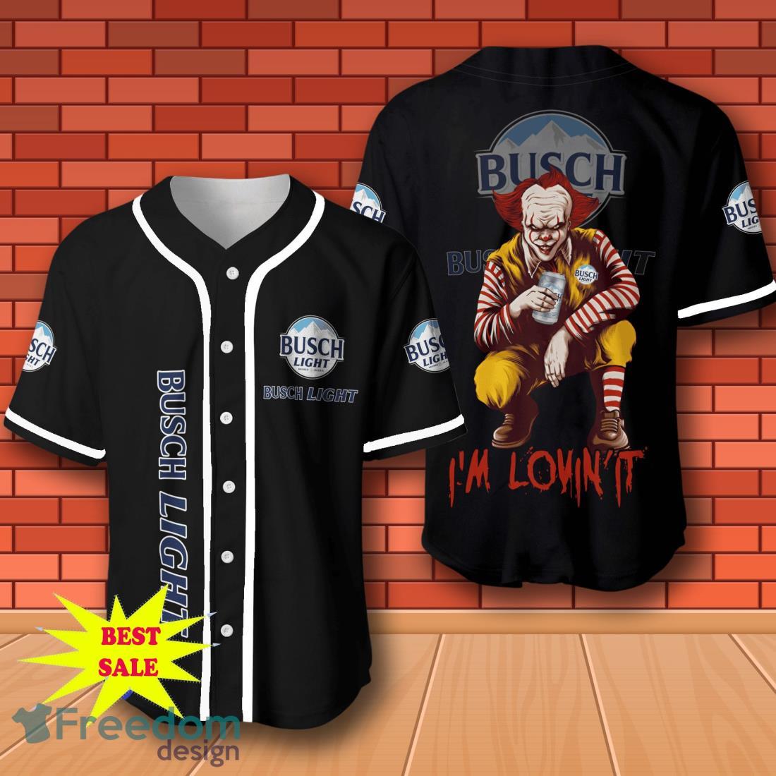 Busch Light Beer Pennywise Halloween Baseball Jersey for All Genders image Busch Light Beer Pennywise Halloween Baseball Jersey for All Genders Product Photo 1