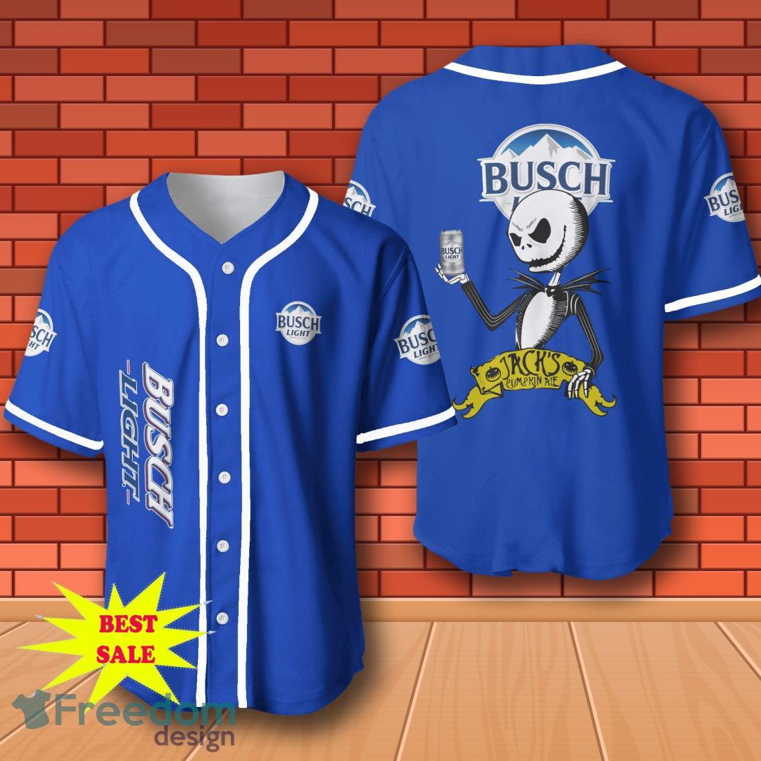 Busch Light Halloween Jack Skellington Nightmare Baseball Jersey for All Genders image Busch Light Halloween Jack Skellington Nightmare Baseball Jersey for All Genders Product Photo 1