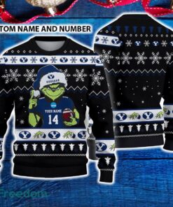 BYU Cougars 3D Ugly Christmas Sweater Grinch Funny Custom Number And Name