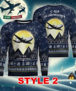 C-124 Globemaster II C124 Aircraft Moonlight Multi Color Knitted Xmas Sweater AOP Gift Holidays - C-124 Globemaster II C124 Aircraft Moonlight Ugly Christmas Sweater_11