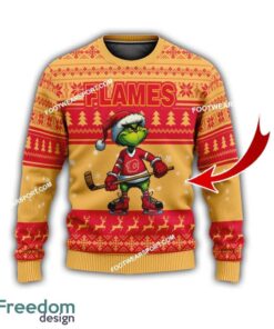 Calgary Flames New Grinch Knitted Christmas Sweater AOP Gift For Men And Women
