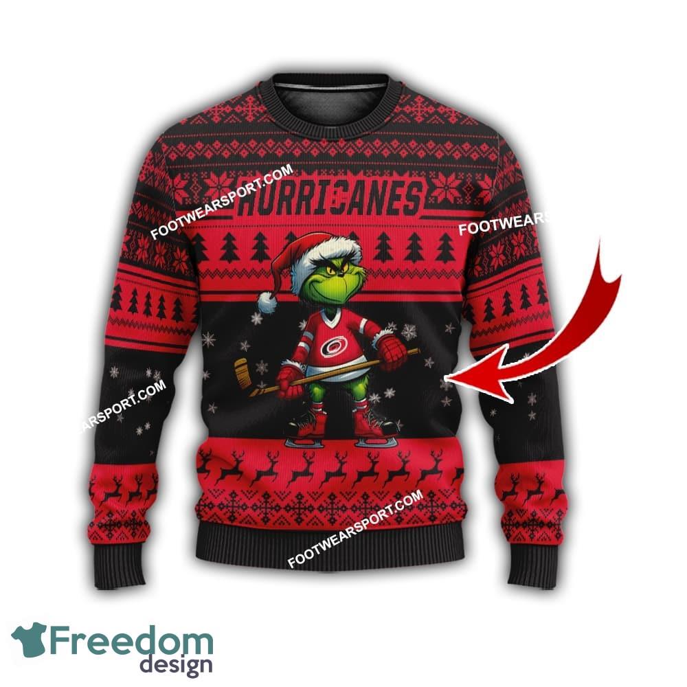 Carolina Hurricanes Grinch Design Ugly Xmas 3D Sweater Gift For Men And Women image Carolina Hurricanes Grinch Design Ugly Xmas 3D Sweater Gift For Men And Women - Carolina HurricanesMulti Grinch Ugly Christmas Sweater Gift Adult Photo 1