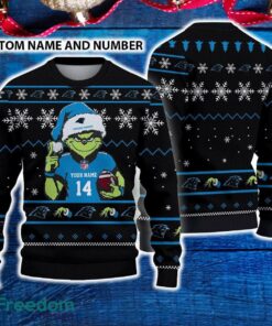Carolina Panthers 3D Ugly Christmas Sweater Grinch Funny Custom Number And Name