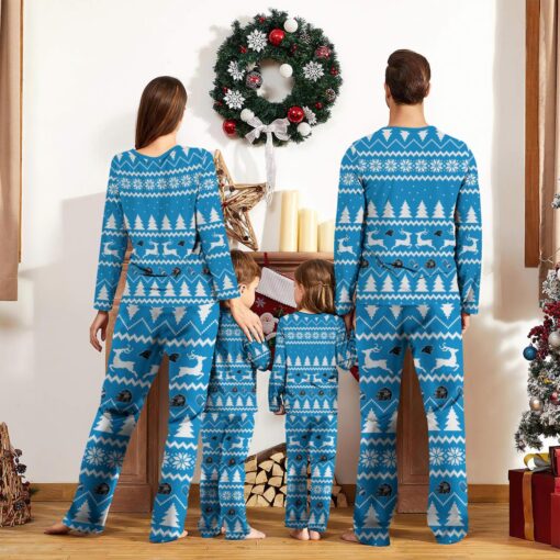 Carolina Panthers Custom Name Christmas Reindeer Pajamas Set Christmas Gifts For Family Pajamas Gift Product Photo 2