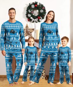 Carolina Panthers Custom Name Christmas Reindeer Pajamas Set Christmas Gifts For Family Pajamas Gift Product Photo 1