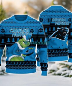 Carolina Panthers Grinch Ugly Christmas Sweater With Team Logo 3D Printed Christmas Sweater Gift