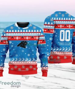 Carolina Panthers Merry Christmas Ugly Sweater New Designs Gift For Fans Custom Name And Number