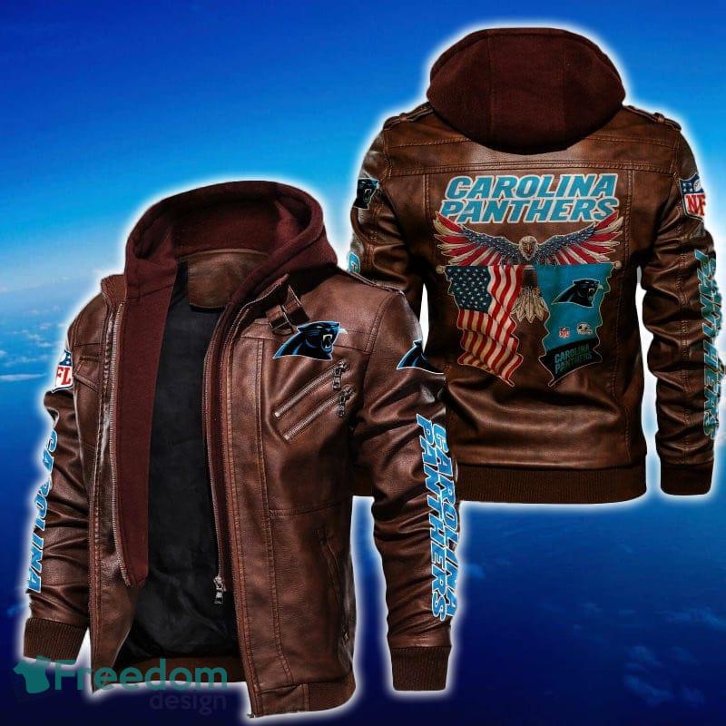 Carolina Panthers NFL Eagle 2D Leather Jacket Black And Brown Color image Carolina Panthers NFL Eagle 2D Leather Jacket Black And Brown Color - Carolina Panthers NFL Eagle Leather Jacket_2