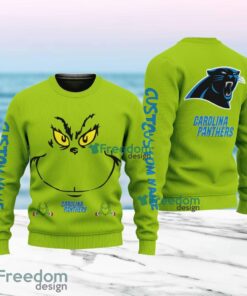 Carolina Panthers NFL Ginch Face Funny Custom Name Ugly Sweater Merry Chistmas Gift For Fans