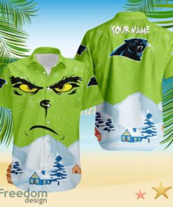 Carolina Panthers NFL  Grinch Merry Merry Christmas House House Tropical Hawaiian Shirt Custom Name