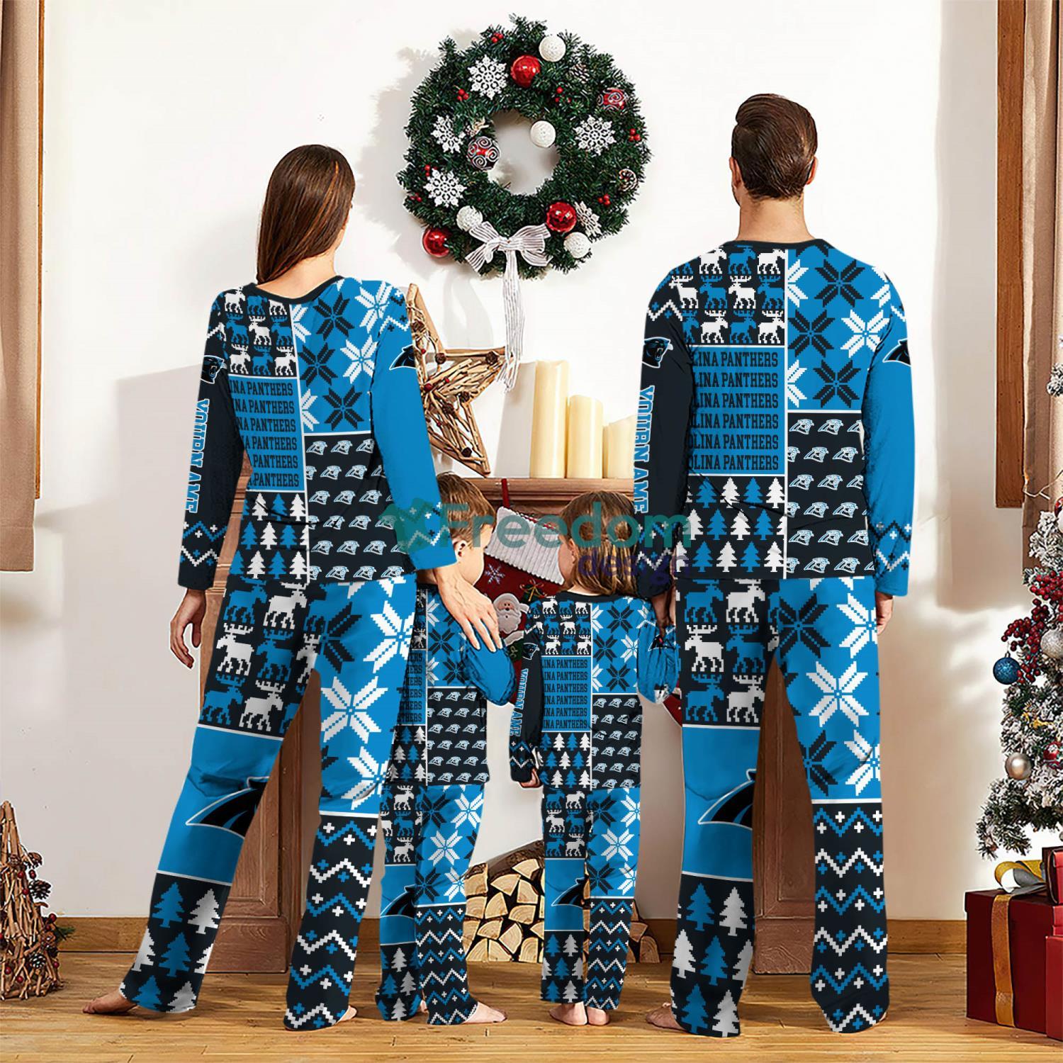 Carolina Panthers Pajamas Set Christmas snowflake pattern Cute Pajamas For Family Christmas Gift Ideas Custom Name image Carolina Panthers Pajamas Set Christmas snowflake pattern Cute Pajamas For Family Christmas Gift Ideas Custom Name Product Photo 2