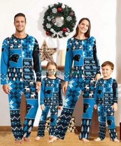 Carolina Panthers Pajamas Set Christmas snowflake pattern Cute Pajamas For Family Christmas Gift Ideas Custom Name