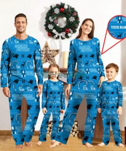 Carolina Panthers Sport Team Logo Pajamas Set Family Christmas Gift Custom Name Special Gift