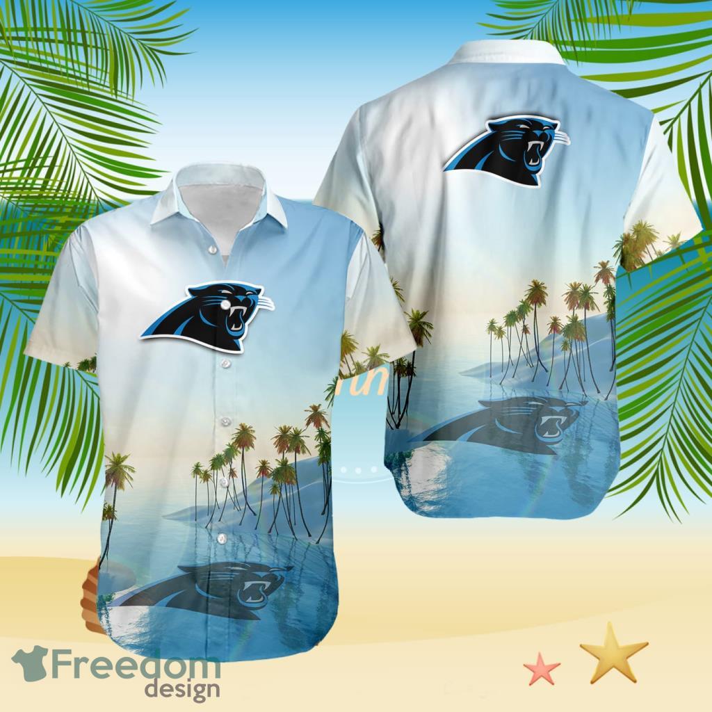 Carolina Panthers Tropical Beach Blue Hawaiian Shirt image Carolina Panthers Tropical Beach Blue Hawaiian Shirt Product Photo 1