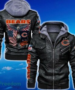 Chicago Bears NFL Eagle 2D Leather Jacket Black And Brown Color