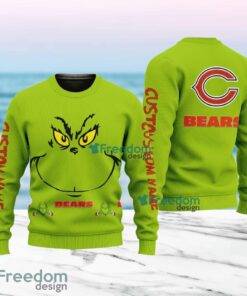 Chicago Bears NFL Ginch Face Funny Custom Name Ugly Sweater Merry Chistmas Gift For Fans