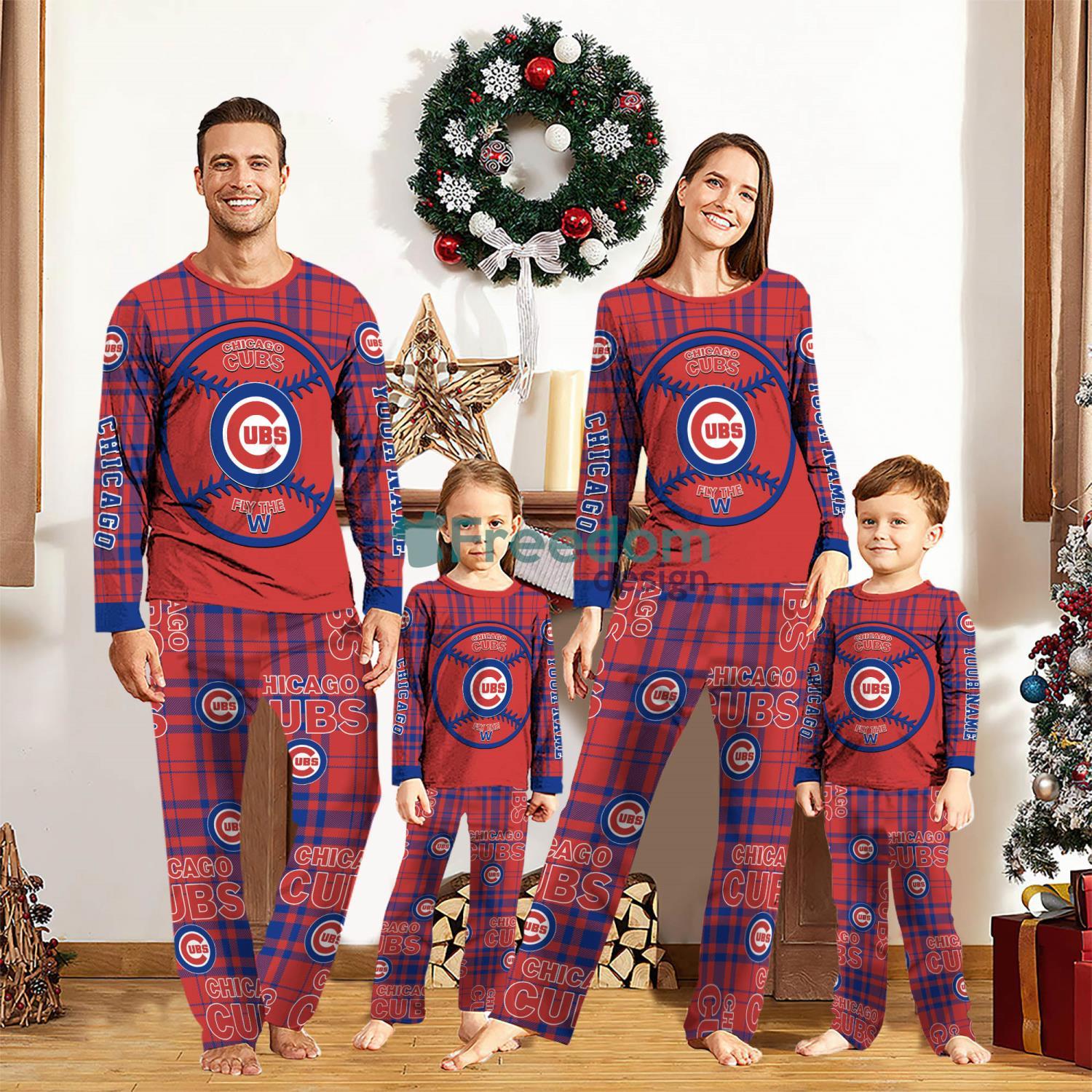 Chicago Cubs Custom Name Pajamas Set For Family Sport Team Pajamas Christmas Gift image Chicago Cubs Custom Name Pajamas Set For Family Sport Team Pajamas Christmas Gift Product Photo 1