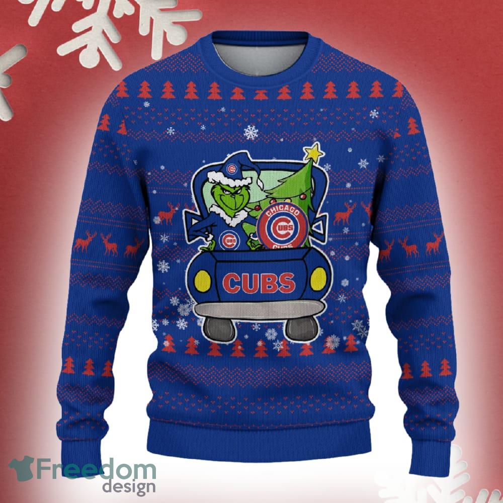 Chicago Cubs Grinch Driving Funny 3D Ugly Christmas Sweater For Men Women image Chicago Cubs Grinch Driving Funny 3D Ugly Christmas Sweater For Men Women - Chicago Cubs Christmas Sweater Grinch Driving Photo 2