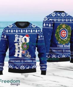 Chicago Cubs MLB Custom Name Christmas Wreath Ugly Sweater Christmas For Fans