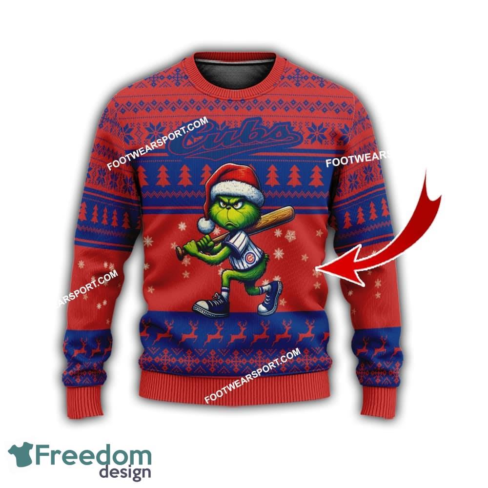 Chicago Cubs New Grinch Ugly Christmas Sweater Gift For Men And Women image Chicago Cubs New Grinch Ugly Christmas Sweater Gift For Men And Women - Chicago CubsMulti Grinch Ugly Christmas Sweater Gift Adult Photo 1