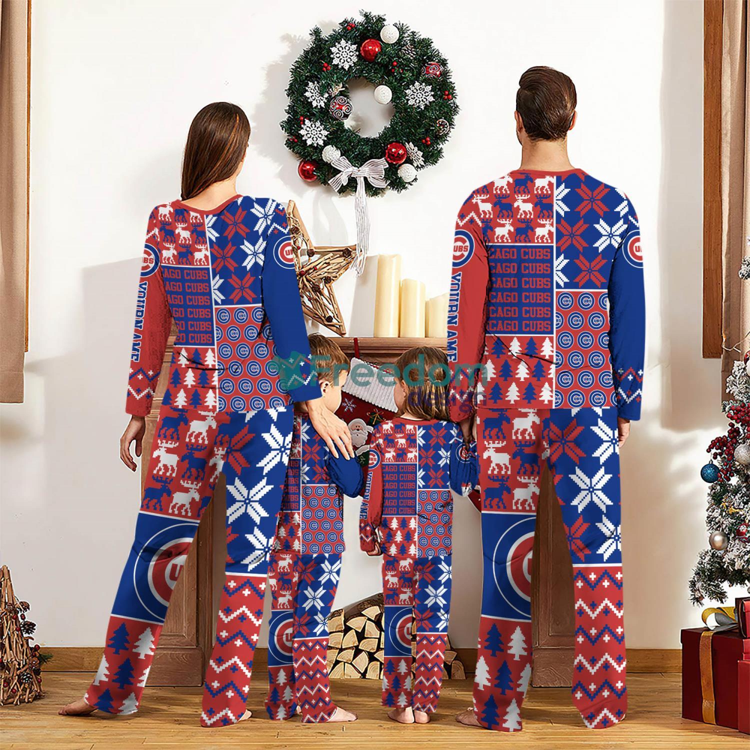 Chicago Cubs Pajamas Set Custom Name Gift For Christmas Family Pajamas Set image Chicago Cubs Pajamas Set Custom Name Gift For Christmas Family Pajamas Set Product Photo 2