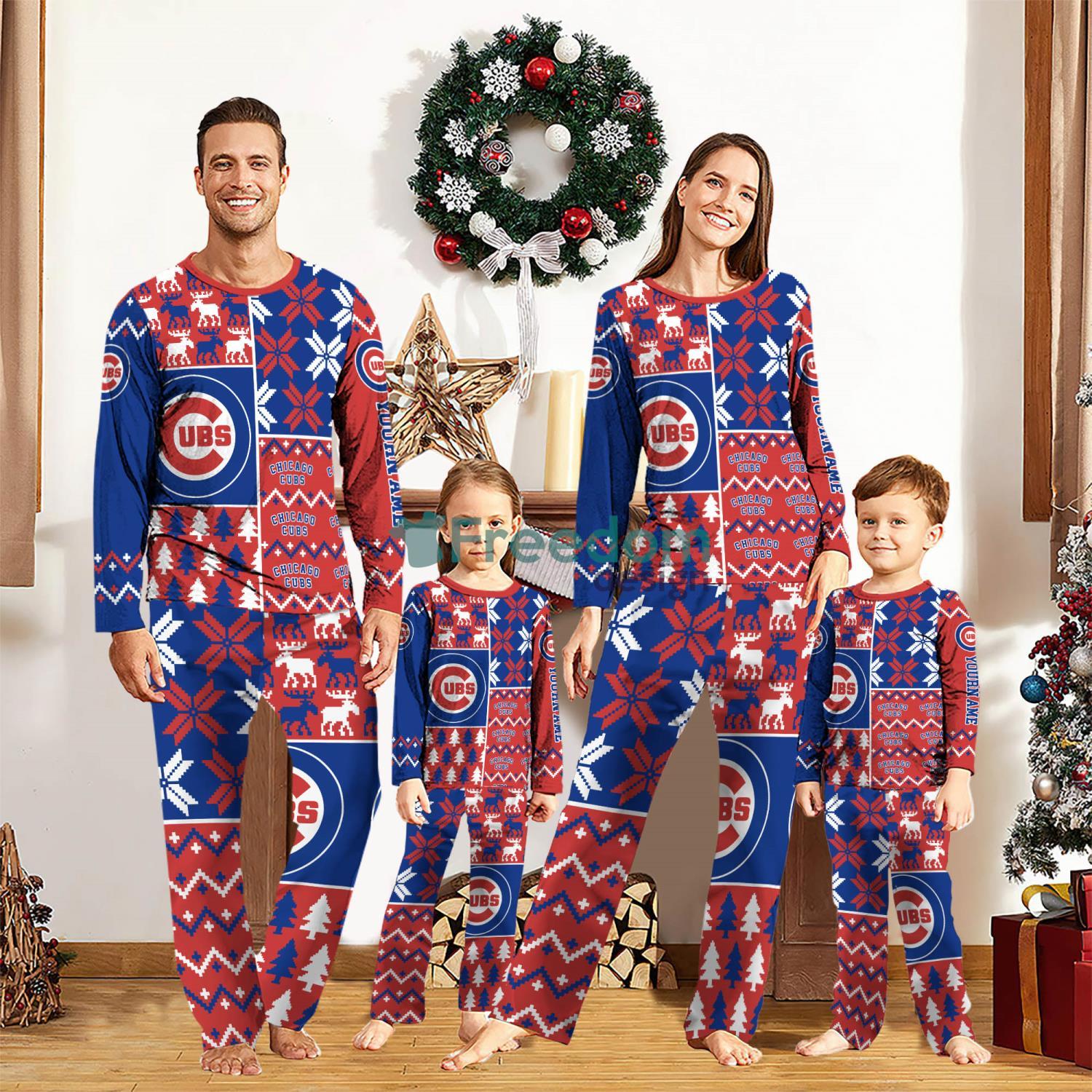 Chicago Cubs Pajamas Set Custom Name Gift For Christmas Family Pajamas Set image Chicago Cubs Pajamas Set Custom Name Gift For Christmas Family Pajamas Set Product Photo 1