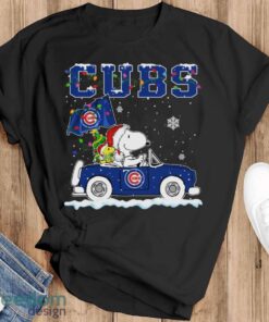 Chicago Cubs Snoopy And Woodstock Driving Car Cute Snoopy Limited Edition Shirt - Black T-Shirt