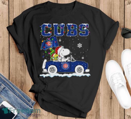 Chicago Cubs Snoopy And Woodstock Driving Car Cute Snoopy Limited Edition Shirt - Black T-Shirt