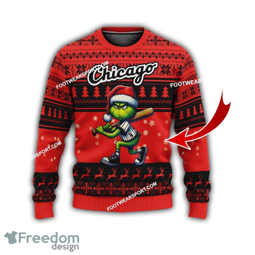 Chicago White Sox Grinch Design Knitted Christmas Sweater AOP Gift For Men And Women image Chicago White Sox Grinch Design Knitted Christmas Sweater AOP Gift For Men And Women - Chicago White SoxMulti Grinch Ugly Christmas Sweater Gift Adult Photo 1