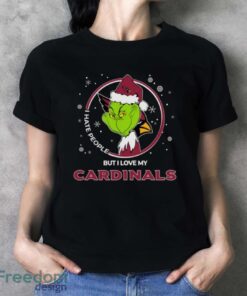 Christmas Grinch Santa I Hate People But I Love My Arizona Cardinals Shirt - Ladies T-Shirt