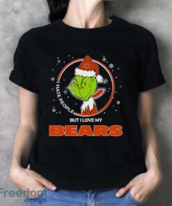 Christmas Grinch Santa I Hate People But I Love My Chicago Bears Shirt - Ladies T-Shirt