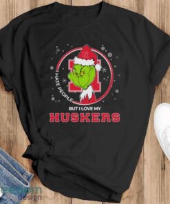 Christmas Grinch Santa I Hate People But I Love My Nebraska Cornhuskers Shirt