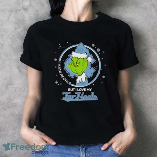 Christmas Grinch Santa I Hate People But I Love My North Carolina Tar Heels Shirt - Ladies T-Shirt