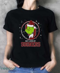 Christmas Grinch Santa I Hate People But I Love My Oklahoma Soonerson Shirt - Ladies T-Shirt